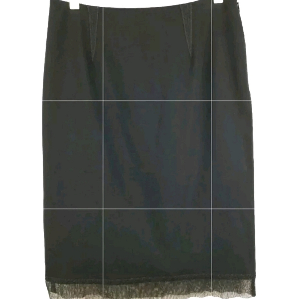 Vintage Moschino Couture Skirt Black Darted Mesh Trim Hem Pencil Womens Size 6 - Picture 2 of 13